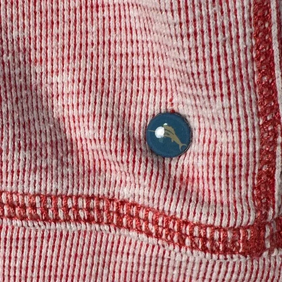 Tommy Bahama Relax Mens Red Waffle Knit Quarter Button Pullover Sweatshirt XL - Picture 4 of 9